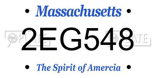2EG548 Massachusetts License Plate