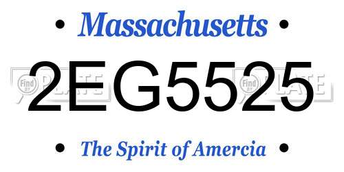 2EG5525 Massachusetts License Plate