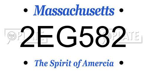 2EG582 Massachusetts License Plate