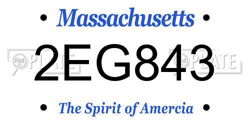 2EG843 Massachusetts License Plate