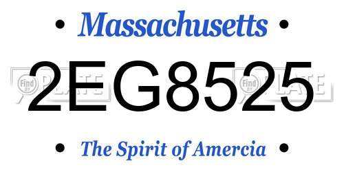 2EG8525 Massachusetts License Plate