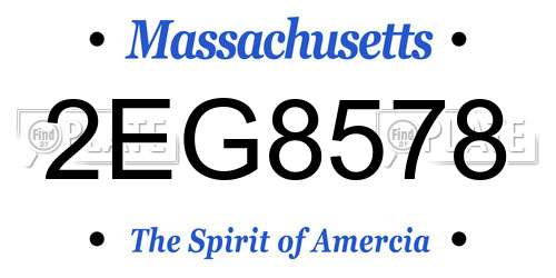 2EG8578 Massachusetts License Plate