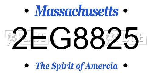 2EG8825 Massachusetts License Plate