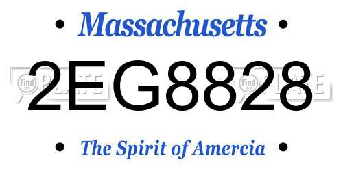 2EG8828 Massachusetts License Plate