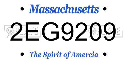 2EG9209 Massachusetts License Plate