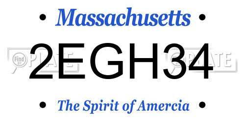 2EGH34 Massachusetts License Plate