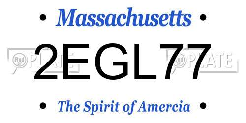 2EGL77 Massachusetts License Plate