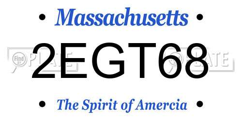 2EGT68 Massachusetts License Plate
