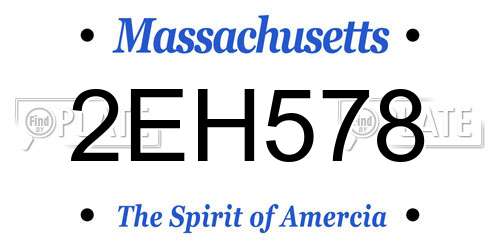2EH578 Massachusetts License Plate