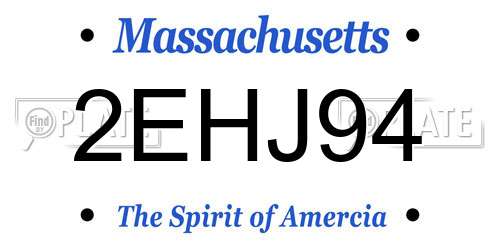 2EHJ94 Massachusetts License Plate