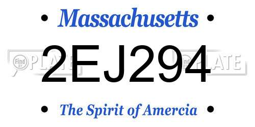 2EJ294 Massachusetts License Plate
