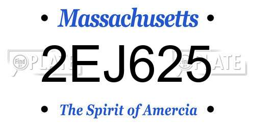 2EJ625 Massachusetts License Plate