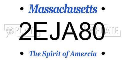 2EJA80 Massachusetts License Plate