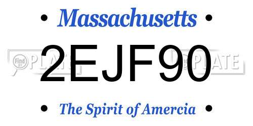 2EJF90 Massachusetts License Plate