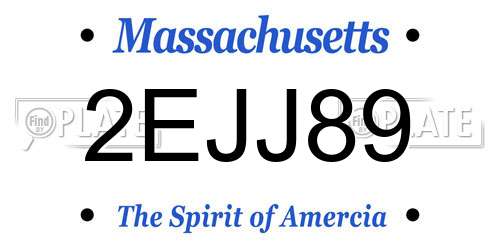 2EJJ89 Massachusetts License Plate