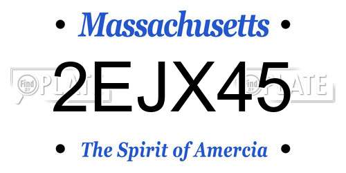 2EJX45 Massachusetts License Plate