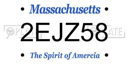 2EJZ58 Massachusetts License Plate