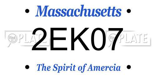 2EK07 Massachusetts License Plate