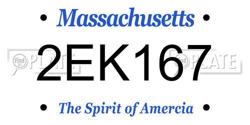2EK167 Massachusetts License Plate