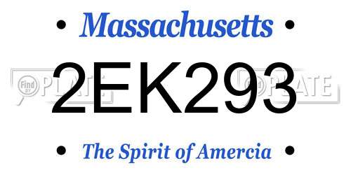 2EK293 Massachusetts License Plate