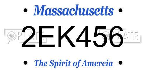 2EK456 Massachusetts License Plate