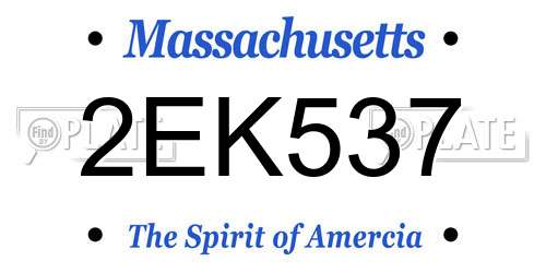 2EK537 Massachusetts License Plate