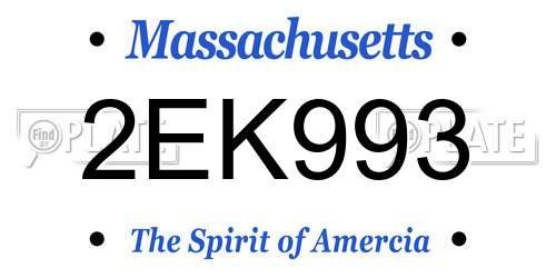 2EK993 Massachusetts License Plate
