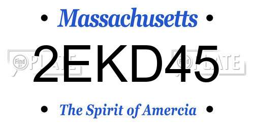 2EKD45 Massachusetts License Plate