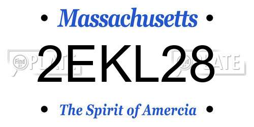 2EKL28 Massachusetts License Plate