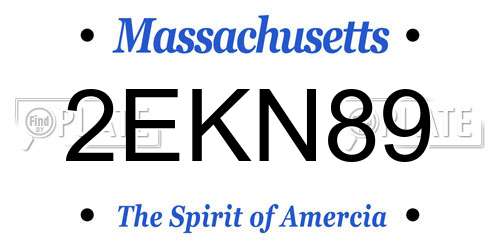 2EKN89 Massachusetts License Plate