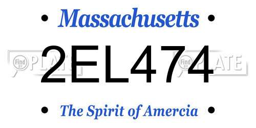 2EL474 Massachusetts License Plate