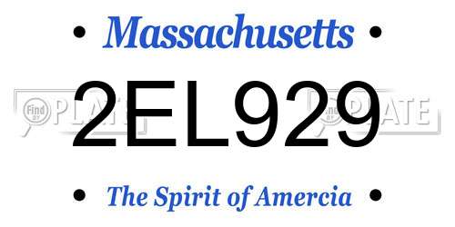 2EL929 Massachusetts License Plate