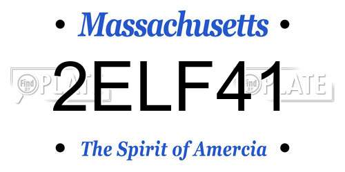 2ELF41 Massachusetts License Plate