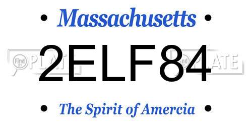 2ELF84 Massachusetts License Plate