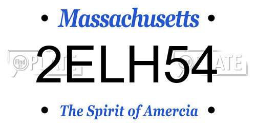 2ELH54 Massachusetts License Plate