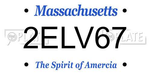 2ELV67 Massachusetts License Plate