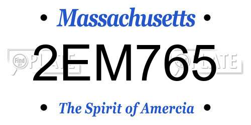 2EM765 Massachusetts License Plate