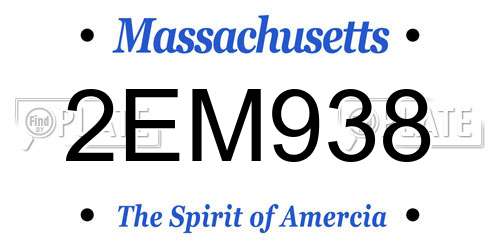 2EM938 Massachusetts License Plate