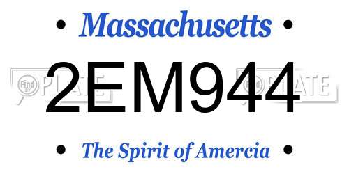 2EM944 Massachusetts License Plate