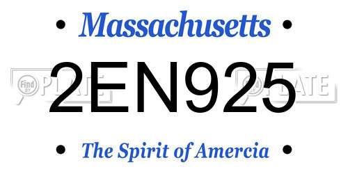 2EN925 Massachusetts License Plate