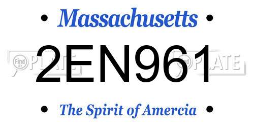 2EN961 Massachusetts License Plate