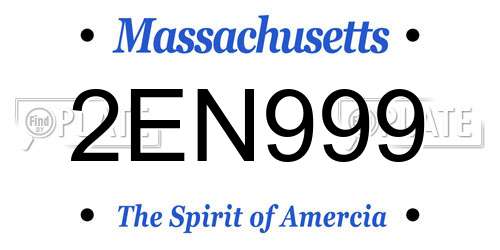 2EN999 Massachusetts License Plate