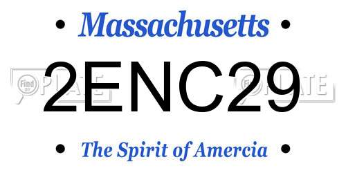 2ENC29 Massachusetts License Plate