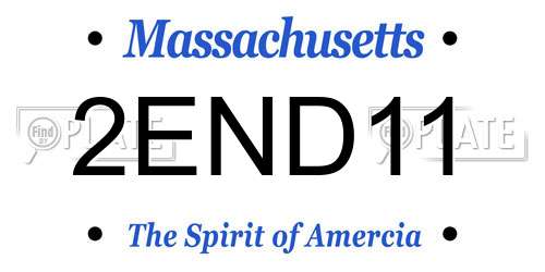 2END11 Massachusetts License Plate
