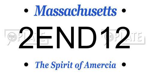 2END12 Massachusetts License Plate