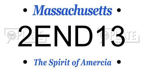 2END13 Massachusetts License Plate