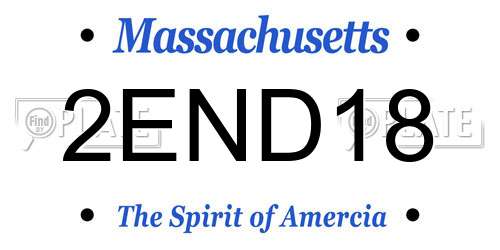 2END18 Massachusetts License Plate