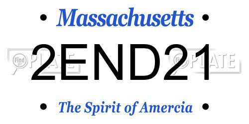 2END21 Massachusetts License Plate