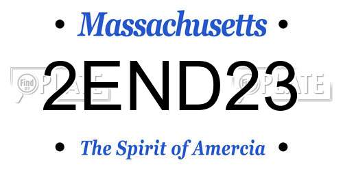 2END23 Massachusetts License Plate