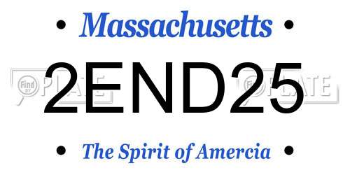 2END25 Massachusetts License Plate